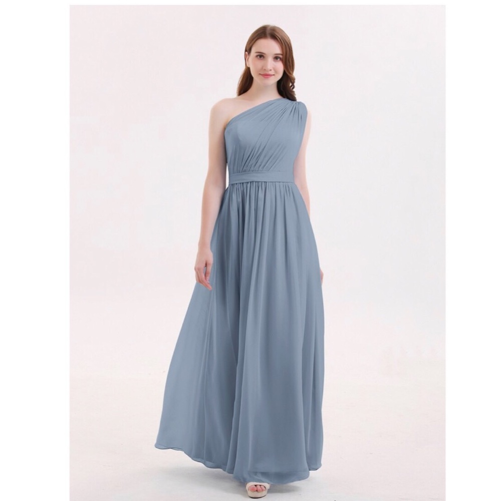 One Shoulder Chiffon Long Bridesmaid Dress